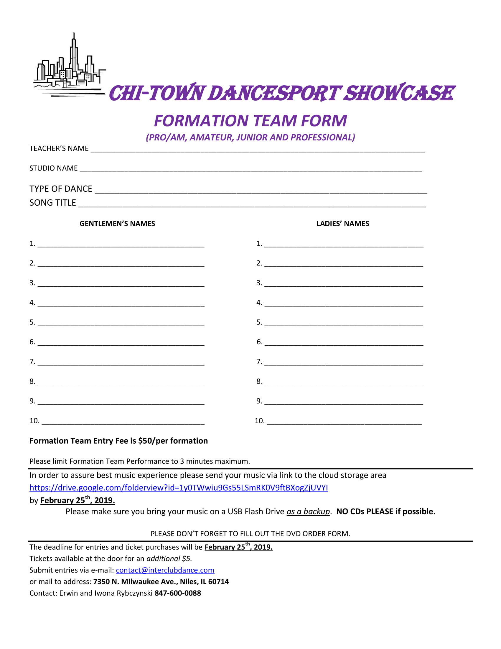 Formation Team Entry Form