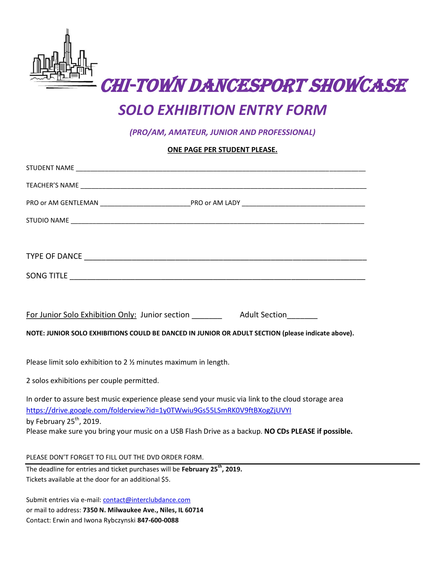 Solo Entry Form