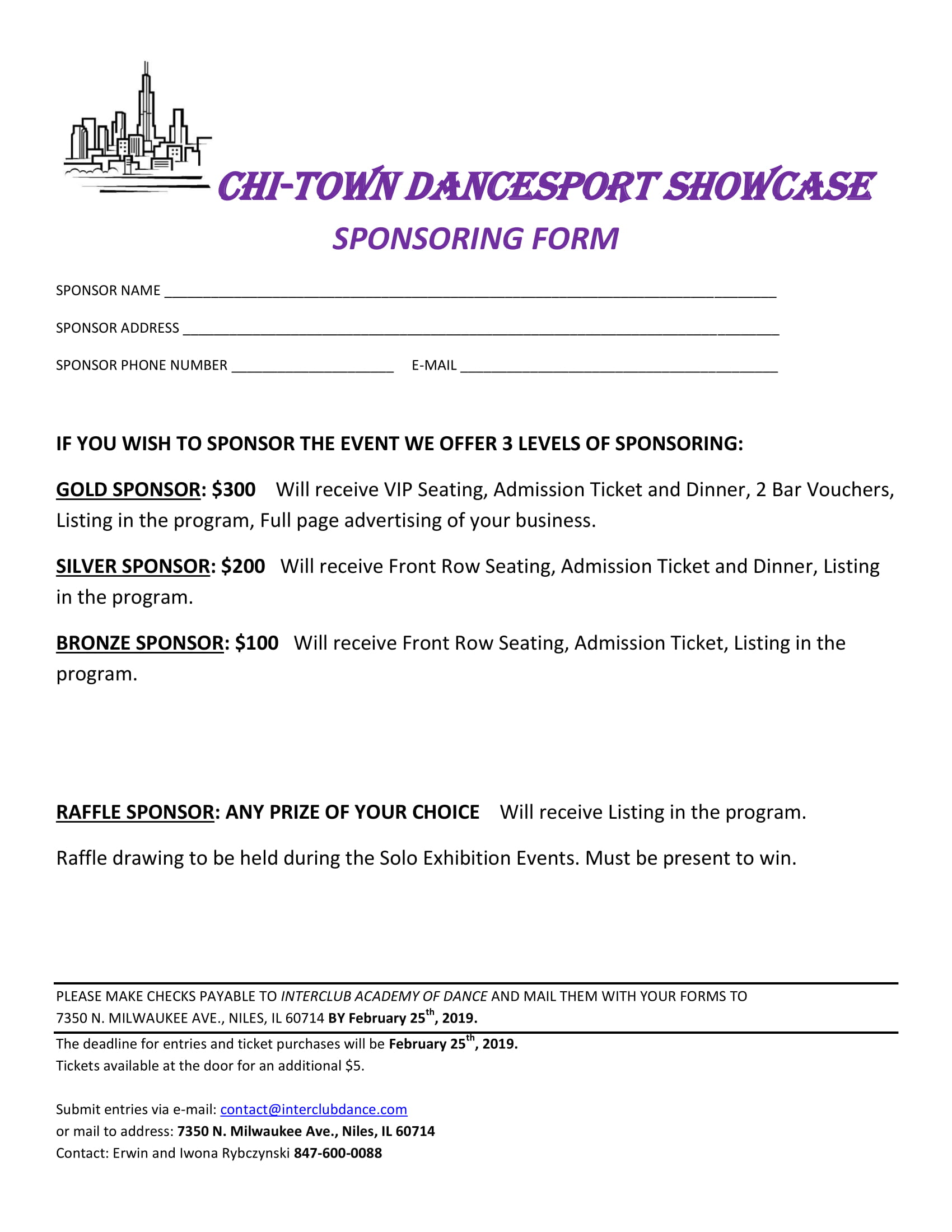 Chi-Town Sponsor Form