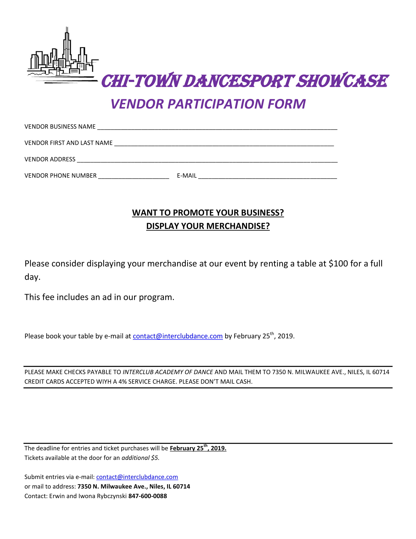Chi-Town Vendor Participation Form